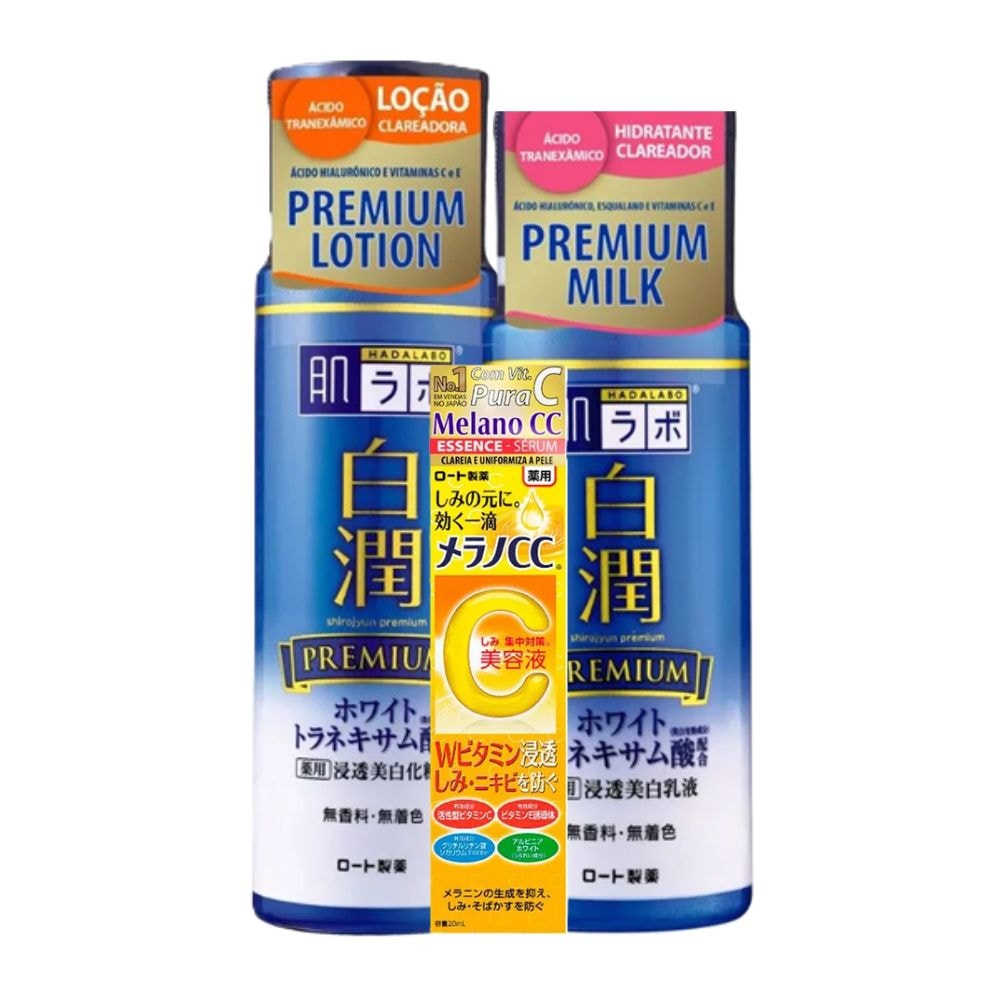 Kit Clareador Facial Hada Labo + Melano CC – Loção, Sérum e Hidratante