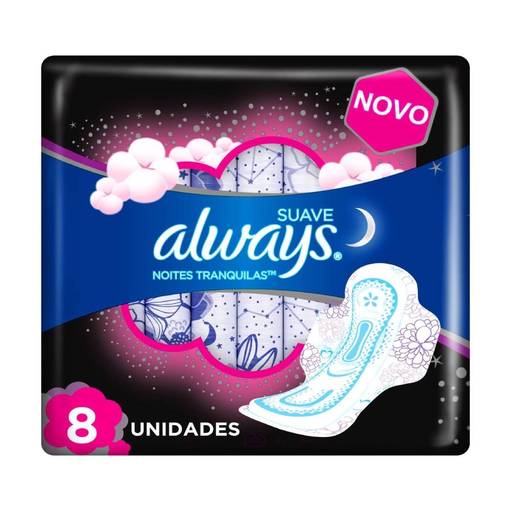 Absorvente Always Noturno Com Abas Suave 8 Unidades