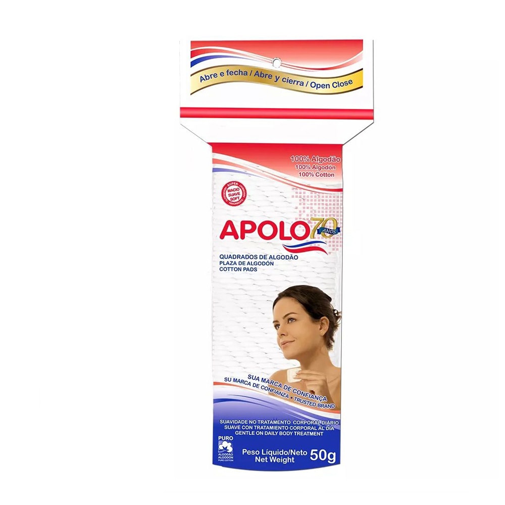 Algodão Apolo Quadrado Com Zip Lock 50g
