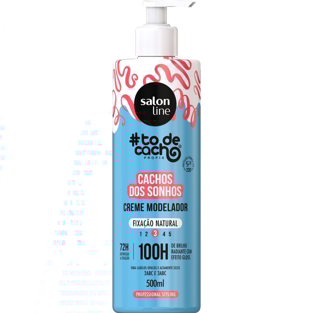 CREME MODELADOR SALON LINE TODECACHO CACHOS SONHOS FIXACAO NORMAL 500ML