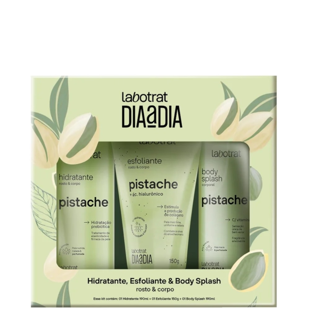Kit Labotrat Esfoliante 150g + Hidratante 190ml + Body Splash 190ml Pistache 3un