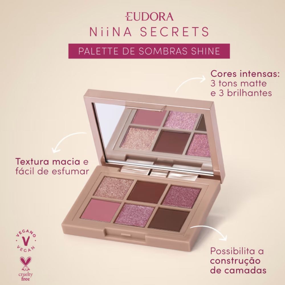 Paleta da Sombra Niina Secrets Shine 5,4g