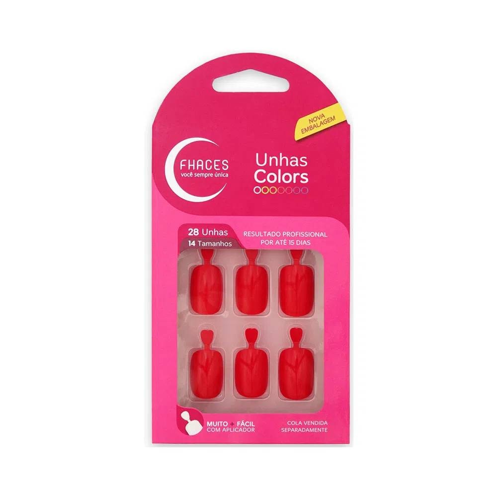 Unha Postiça Fhaces Colors Rosa Pink 28un